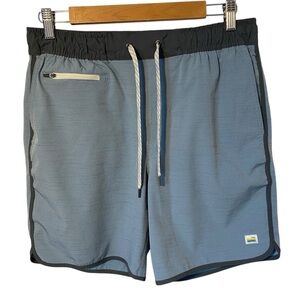 Vuori Banks Short Mens M Blue 5 Inch Hybrid Unlined Tie Waist Stripe Pattern